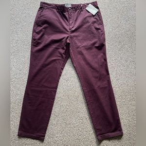 NWT Everlane Pants Men's 40x32 Slim Fit Chino Burgundy